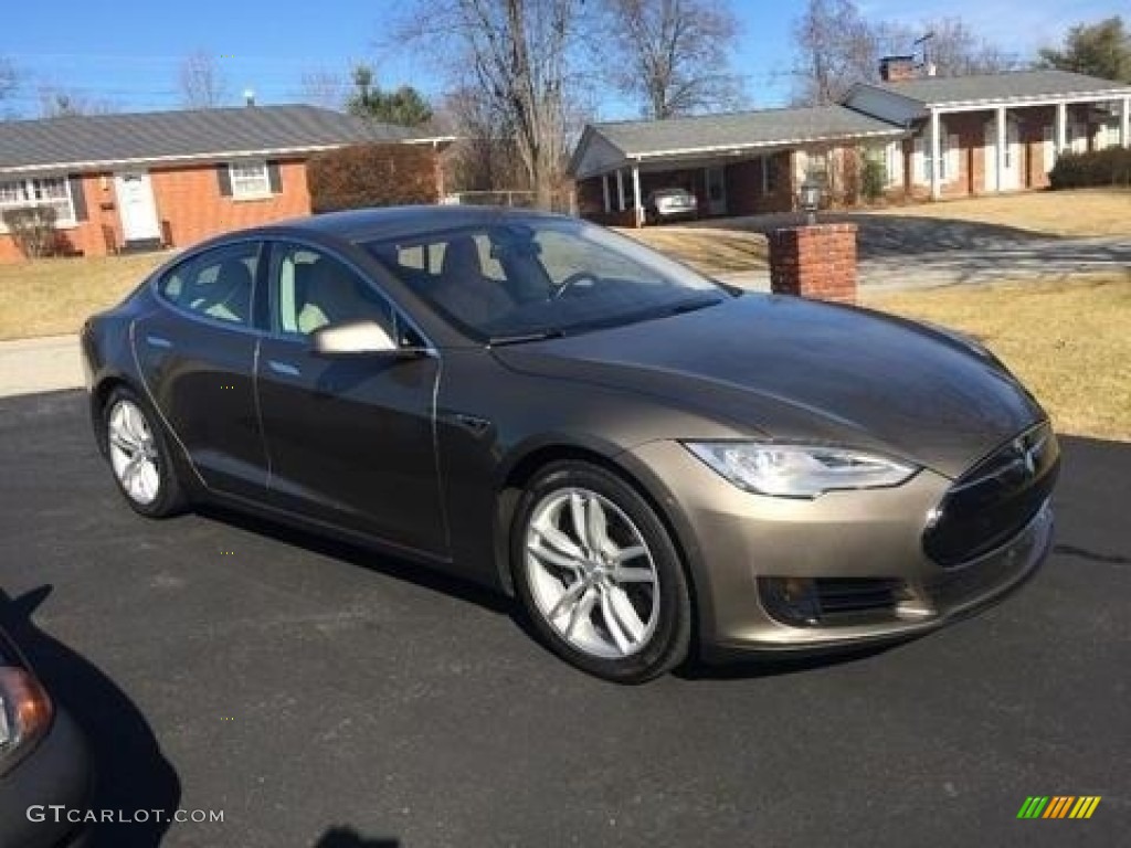 2015 Model S 70D - Titanium Metallic / Tan photo #1