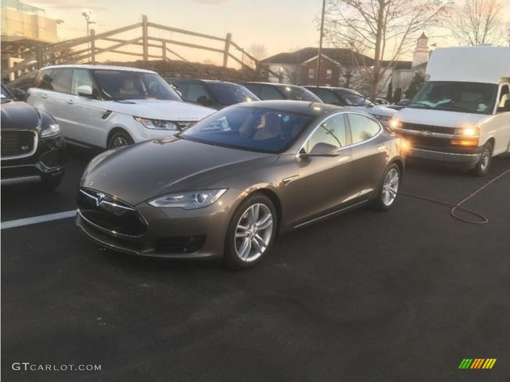 2015 Model S 70D - Titanium Metallic / Tan photo #3