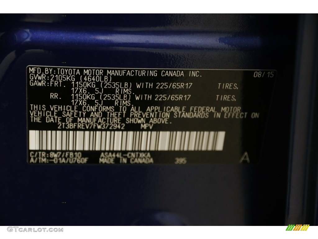 2015 RAV4 LE - Blue Crush Metallic / Ash photo #19