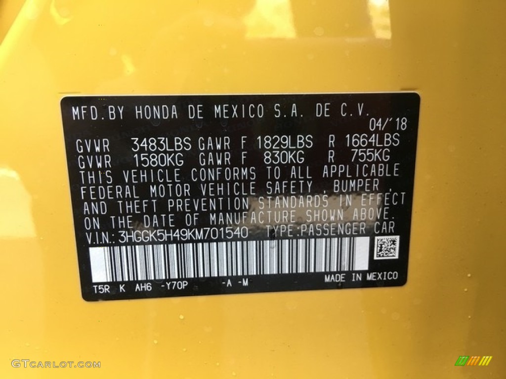2019 Fit Color Code Y70P for Helios Yellow Pearl Photo #127676253