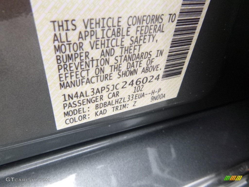 2018 Altima 2.5 SR - Gun Metallic / Charcoal photo #16