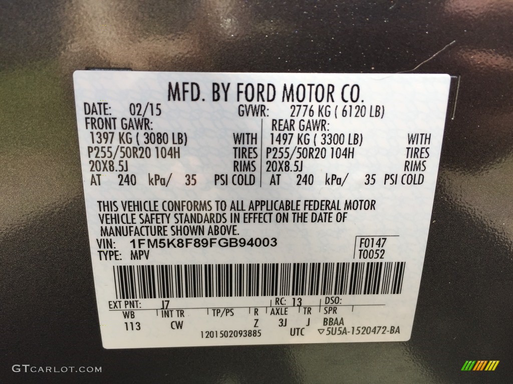 2015 Explorer Limited 4WD - Dark Side / Charcoal Black photo #32