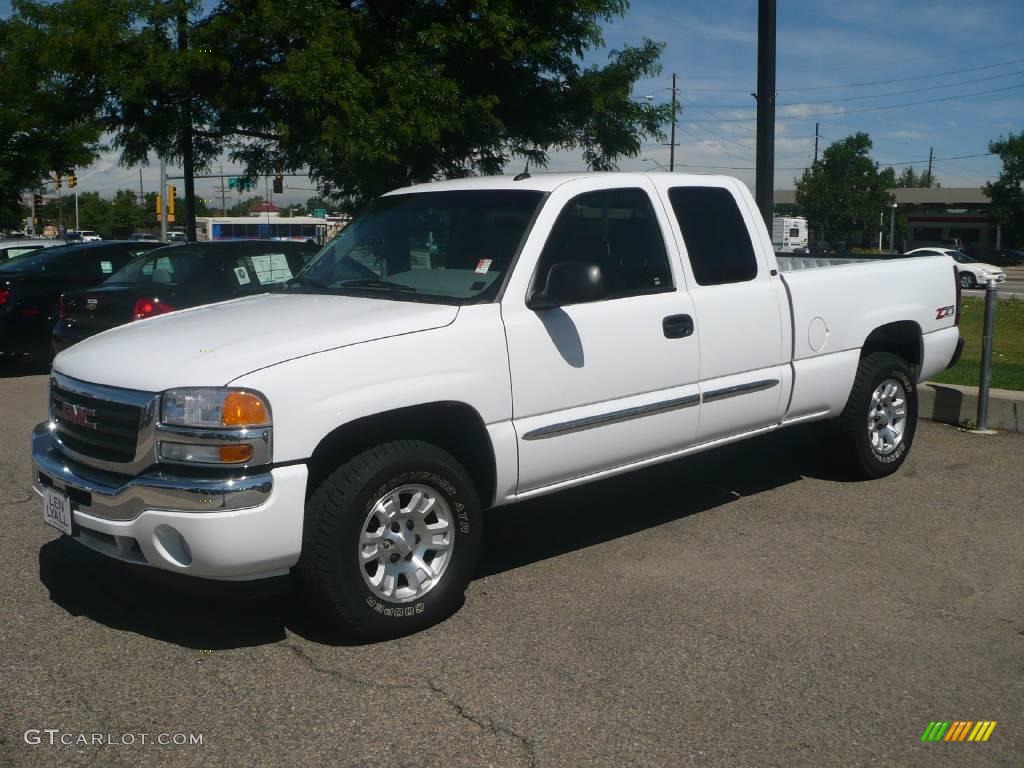 2005 Sierra 1500 SLT Extended Cab 4x4 - Summit White / Dark Pewter photo #3