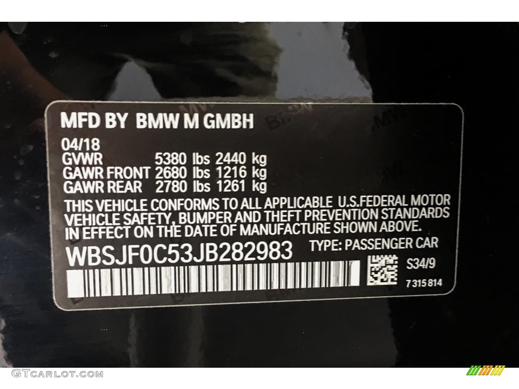 2018 M5 Color Code S34 for Azurite Black Metallic Photo #127680954