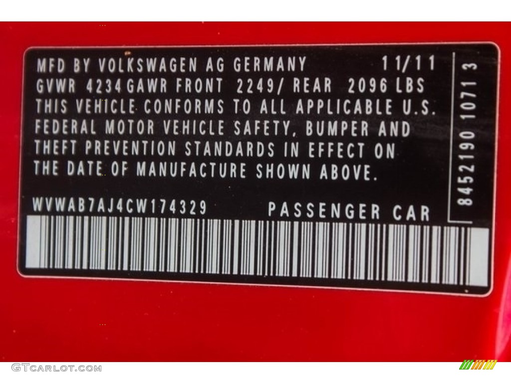 2012 Golf 2 Door - Tornado Red / Titan Black photo #31