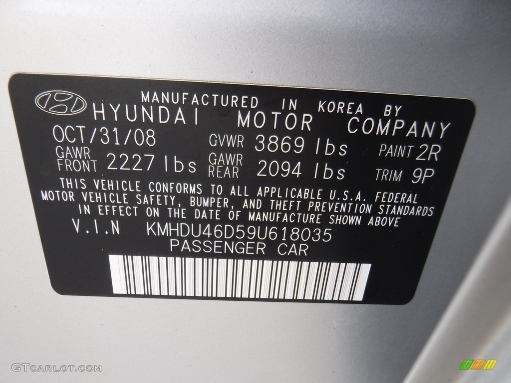 2009 Elantra GLS Sedan - Quicksilver / Black photo #24