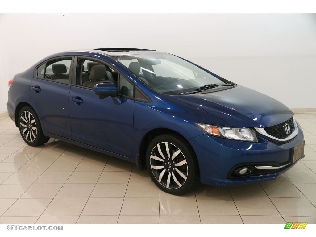 2014 Civic EX-L Sedan - Dyno Blue Pearl / Gray photo #1