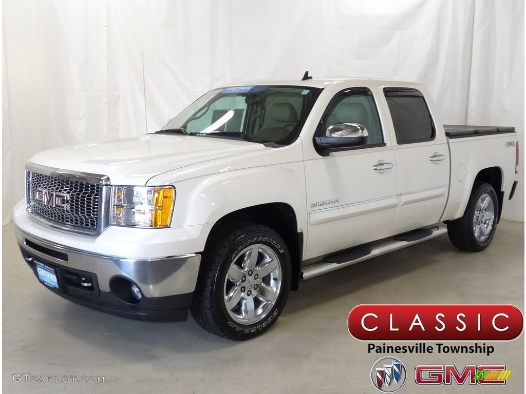 2013 Sierra 1500 SLT Crew Cab 4x4 - White Diamond Tricoat / Very Dark Cashmere/Light Cashmere photo #1