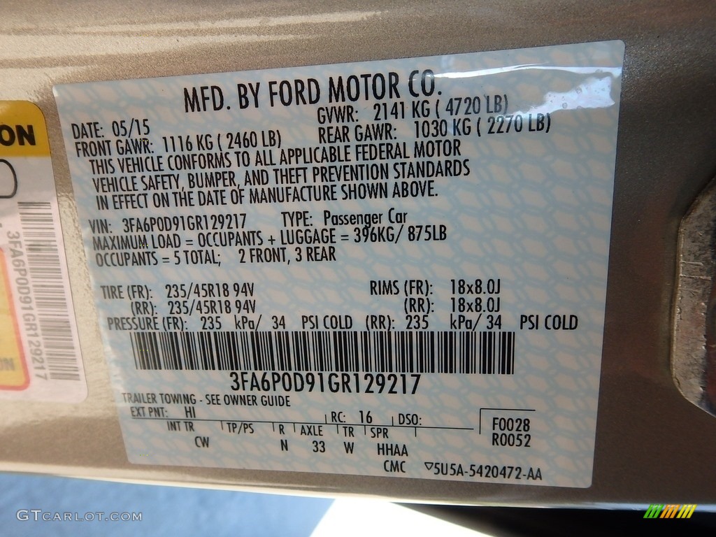 2016 Fusion Titanium AWD - Tectonic Metallic / Charcoal Black photo #23