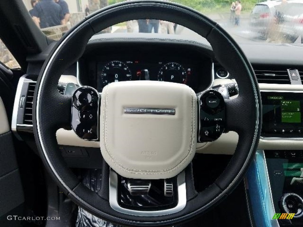 2018 Land Rover Range Rover Sport HSE Dynamic Ebony/Ivory Steering Wheel Photo #127724653