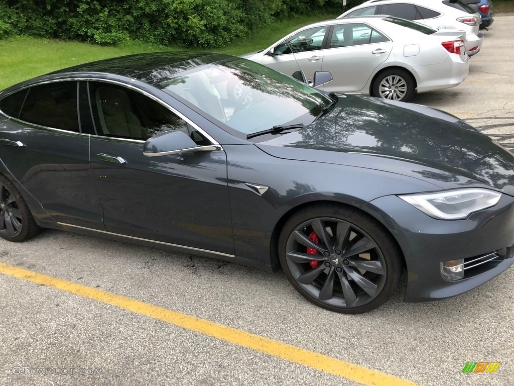 2016 Model S P100D - Midnight Silver Metallic / Tan photo #13