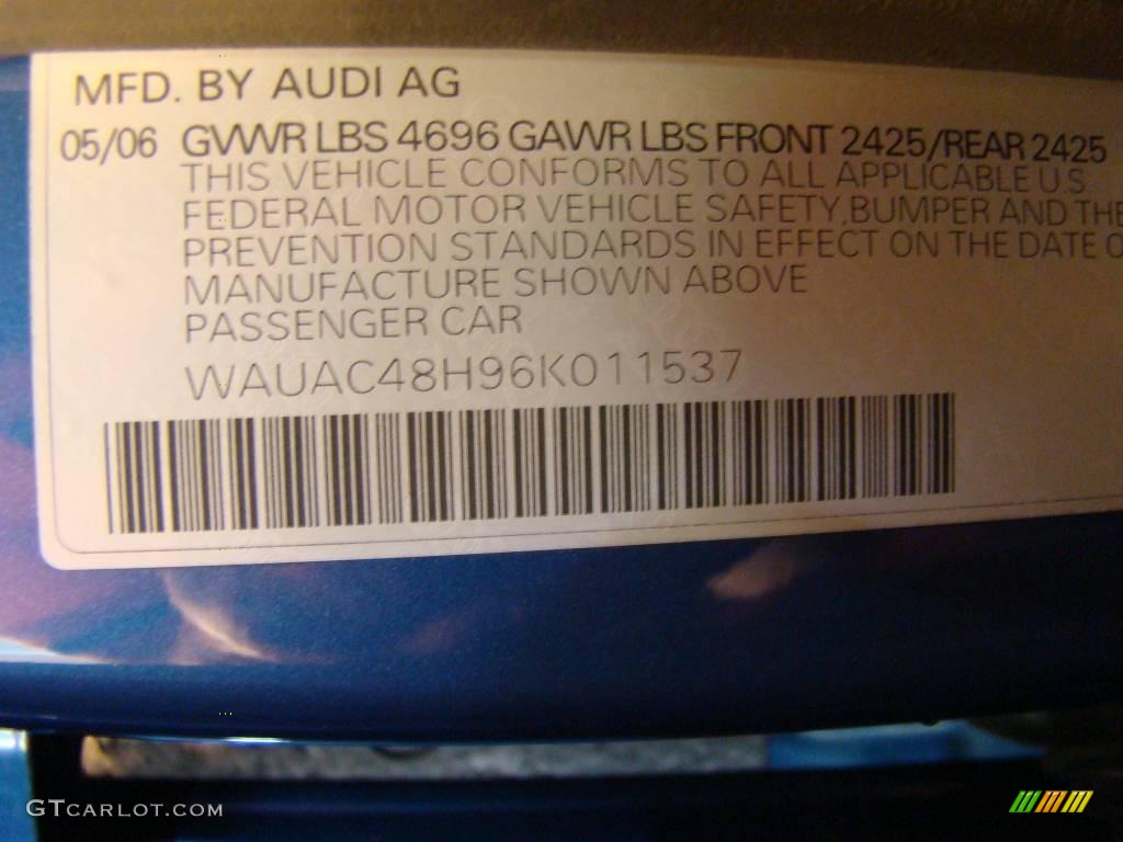 2006 A4 1.8T Cabriolet - Caribic Blue Pearl Effect / Platinum photo #16