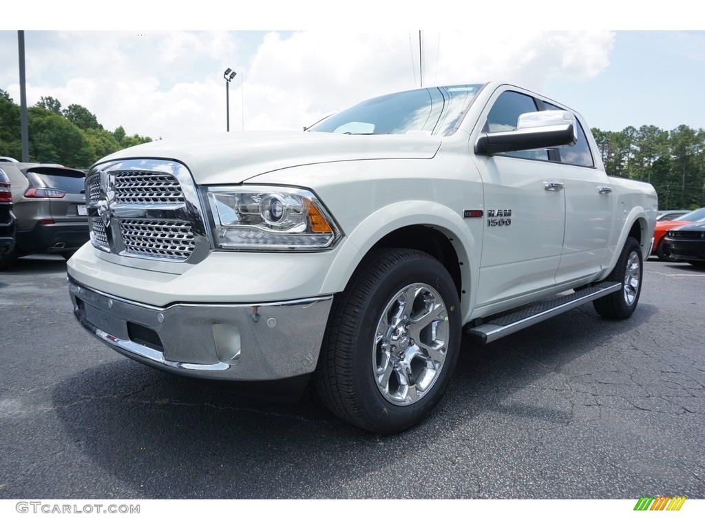 2018 1500 Laramie Crew Cab 4x4 - Pearl White / Canyon Brown/Light Frost Beige photo #3