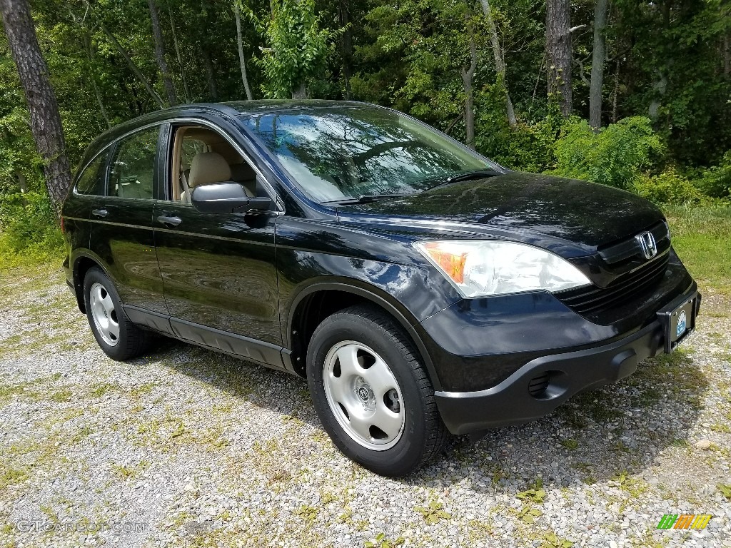 2009 CR-V LX 4WD - Crystal Black Pearl / Gray photo #2