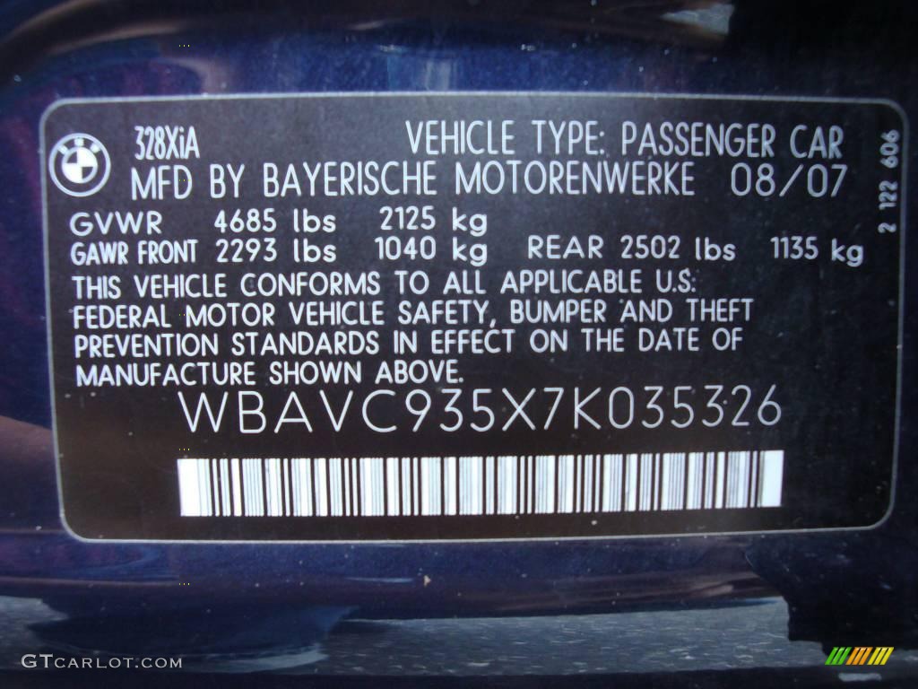 2007 3 Series 328xi Sedan - Monaco Blue Metallic / Black photo #15