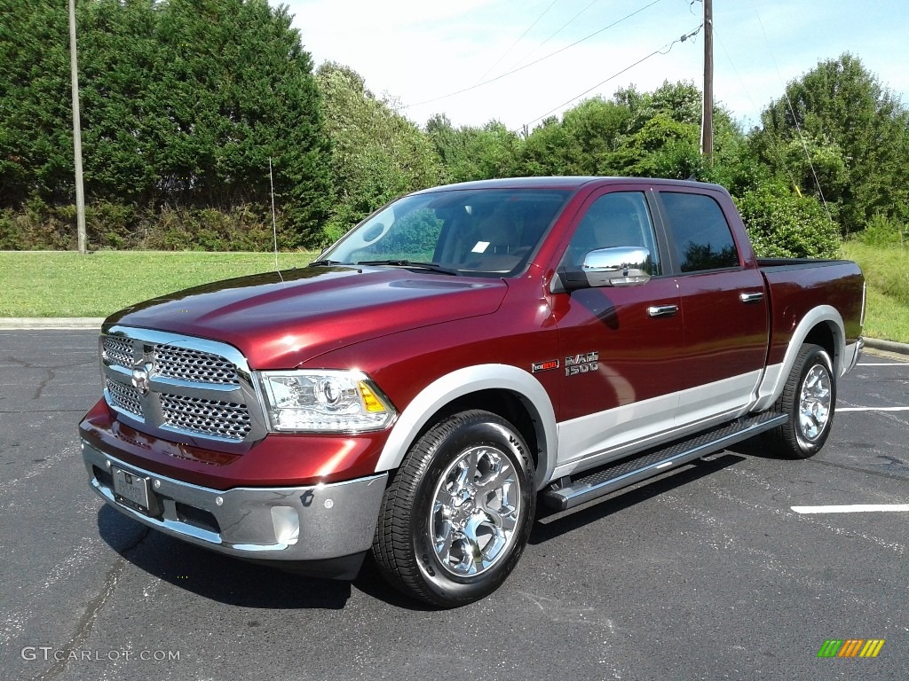 2018 1500 Laramie Crew Cab 4x4 - Delmonico Red Pearl / Canyon Brown/Light Frost Beige photo #2