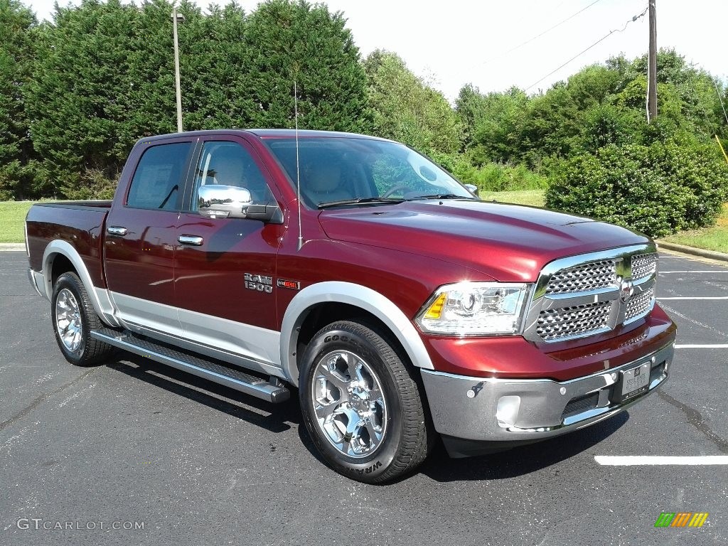 2018 1500 Laramie Crew Cab 4x4 - Delmonico Red Pearl / Canyon Brown/Light Frost Beige photo #4
