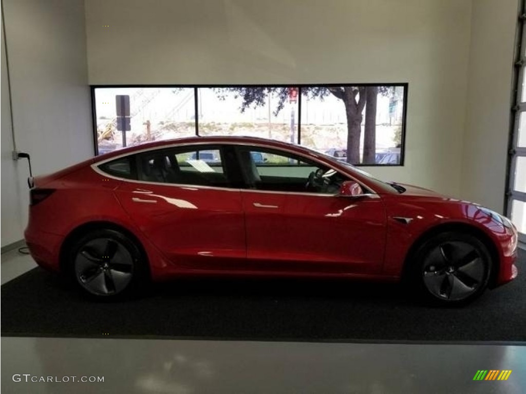 2018 Model 3 Long Range - Red Multi-Coat / Black photo #2