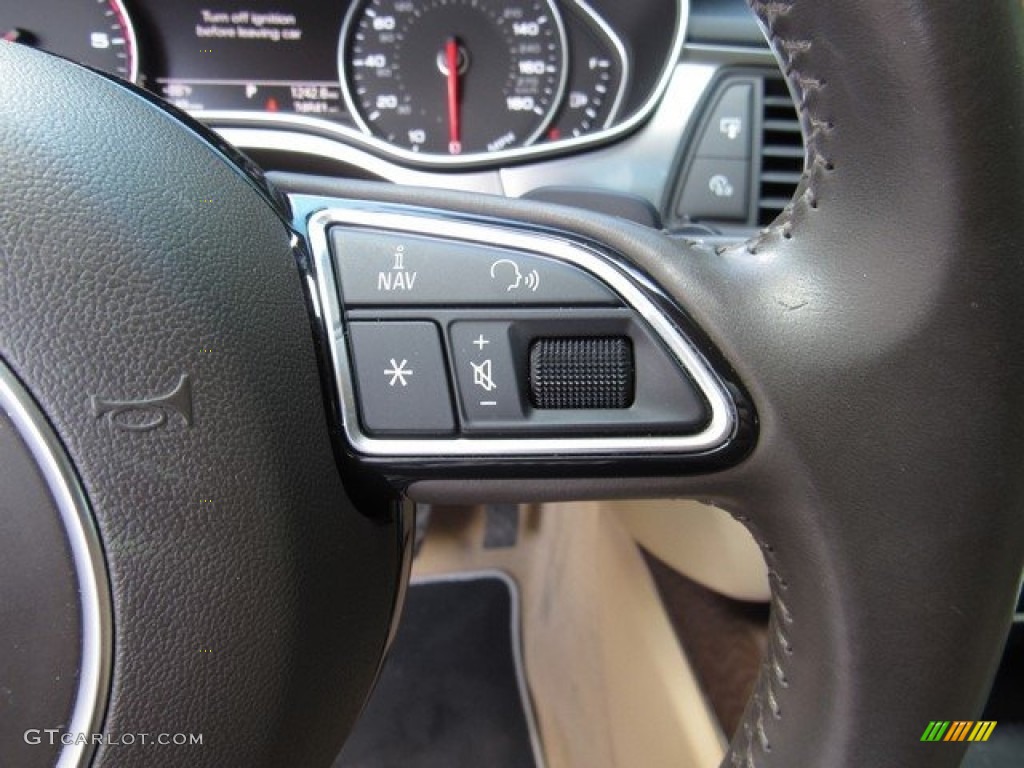 2015 Audi A7 3.0 TDI quattro Prestige Velvet Beige Steering Wheel Photo #127770516