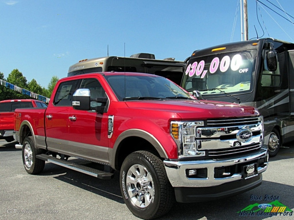 2018 F250 Super Duty Lariat Crew Cab 4x4 - Ruby Red / Camel photo #7