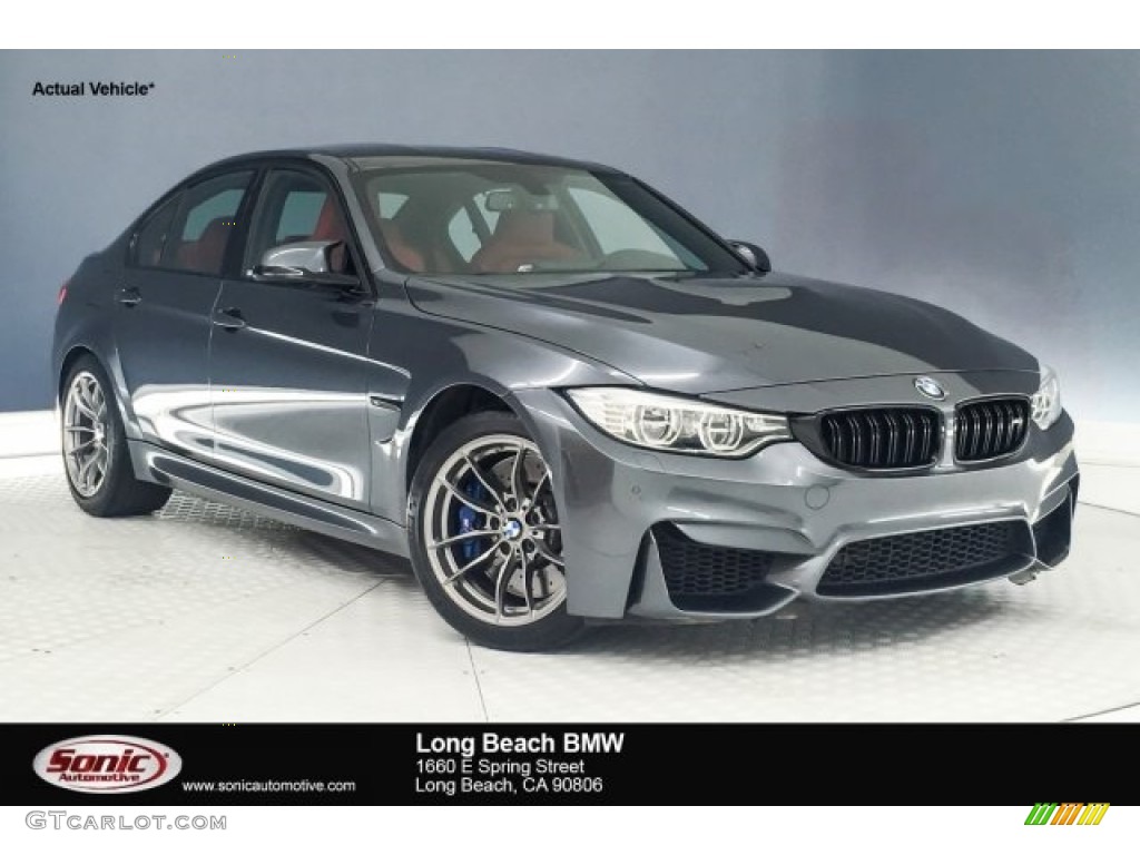 2015 M3 Sedan - Mineral Grey Metallic / Sakhir Orange/Black photo #1