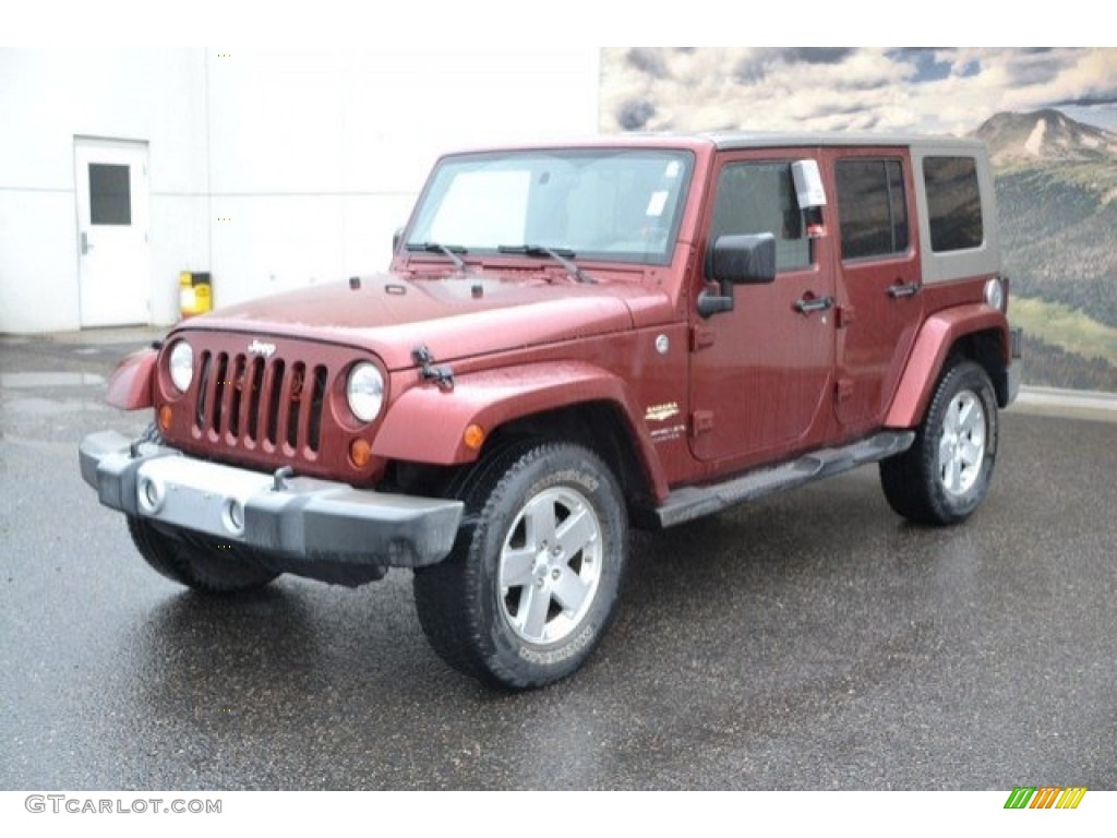 2008 Wrangler Unlimited Sahara 4x4 - Red Rock Crystal Pearl / Dark Khaki/Medium Khaki photo #3