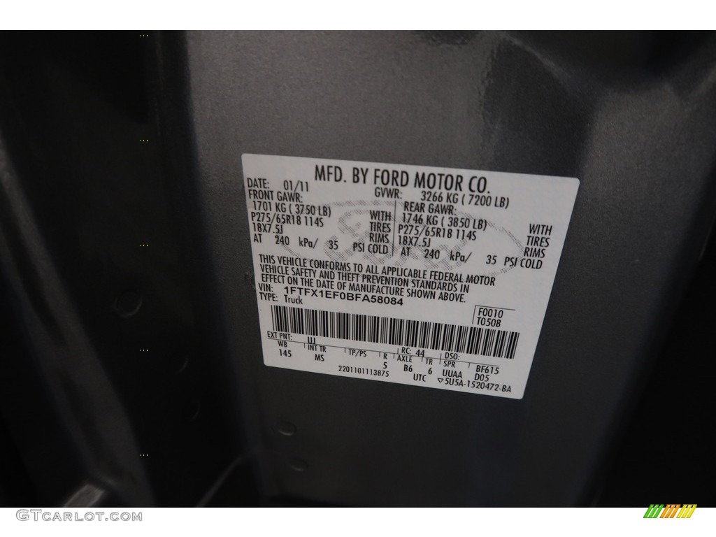 2011 F150 XLT SuperCab 4x4 - Sterling Grey Metallic / Steel Gray photo #34