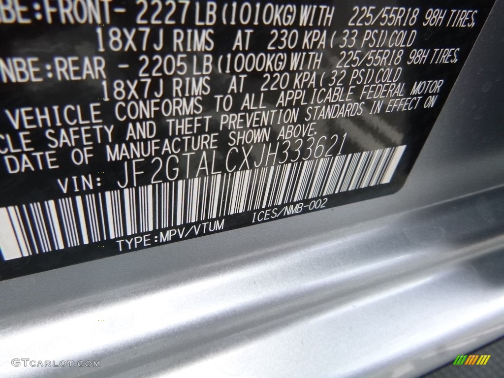 2018 Crosstrek 2.0i Limited - Ice Silver Metallic / Black photo #15