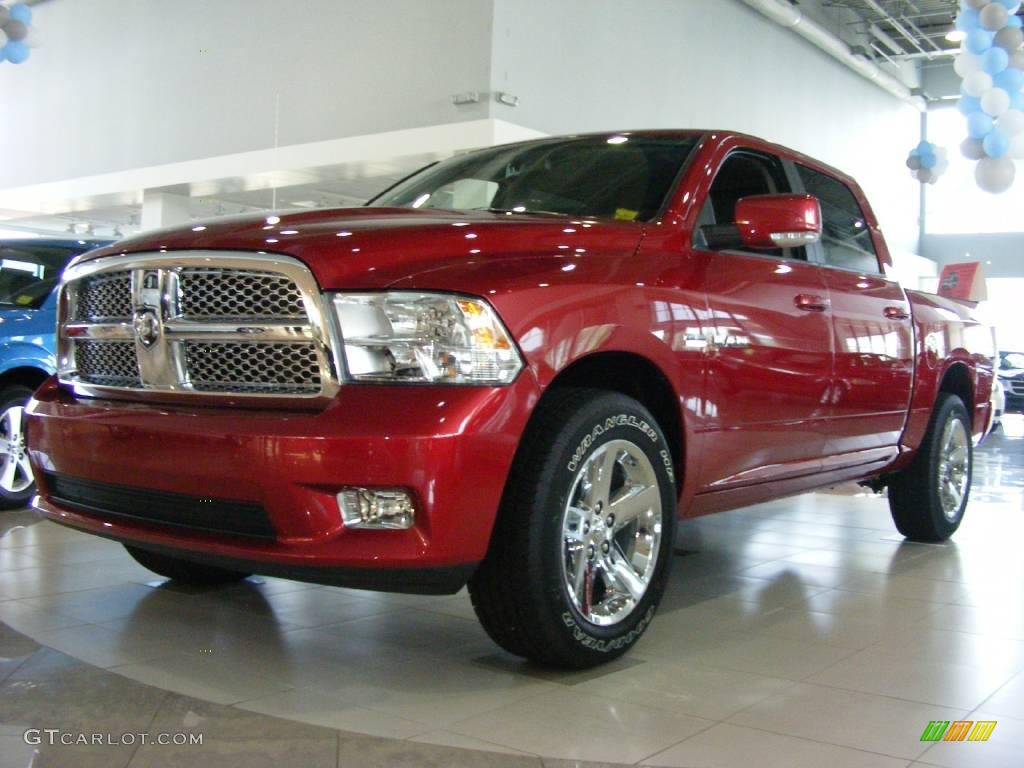 2009 Ram 1500 Sport Crew Cab - Inferno Red Crystal Pearl / Dark Slate Gray photo #1