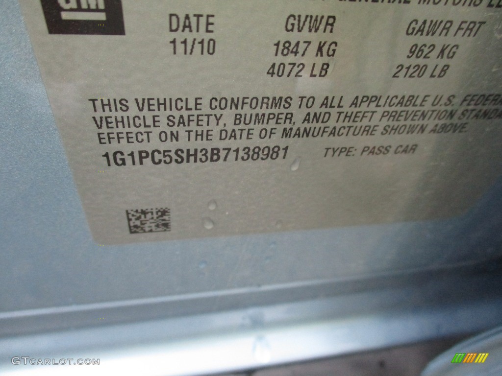 2011 Cruze LS - Ice Blue Metallic / Jet Black/Medium Titanium photo #40