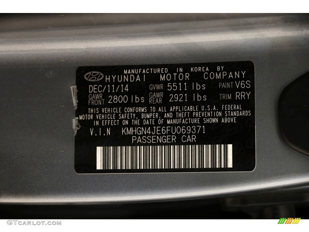 2015 Genesis 3.8 Sedan - Parisian Gray / Black photo #30