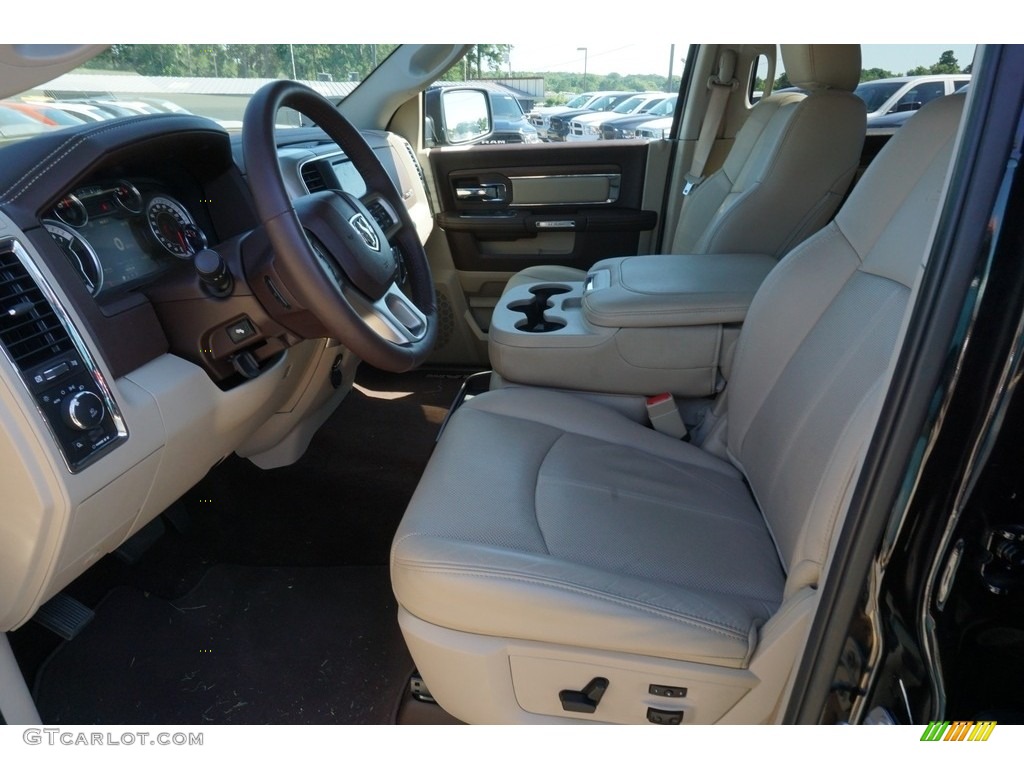 2018 1500 Laramie Crew Cab 4x4 - Brilliant Black Crystal Pearl / Canyon Brown/Light Frost Beige photo #7