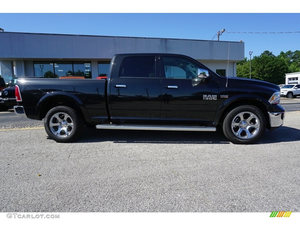 2018 1500 Laramie Crew Cab 4x4 - Brilliant Black Crystal Pearl / Canyon Brown/Light Frost Beige photo #13