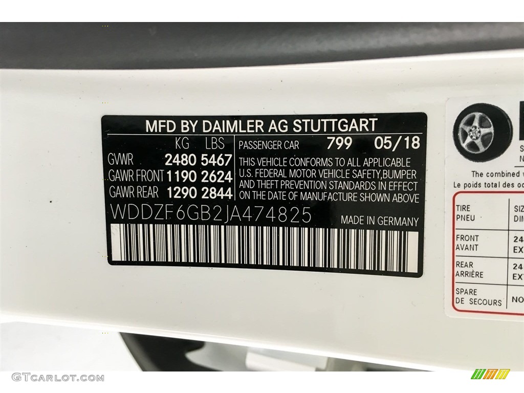 2018 E Color Code 799 for designo Diamond White Metallic Photo #127876890