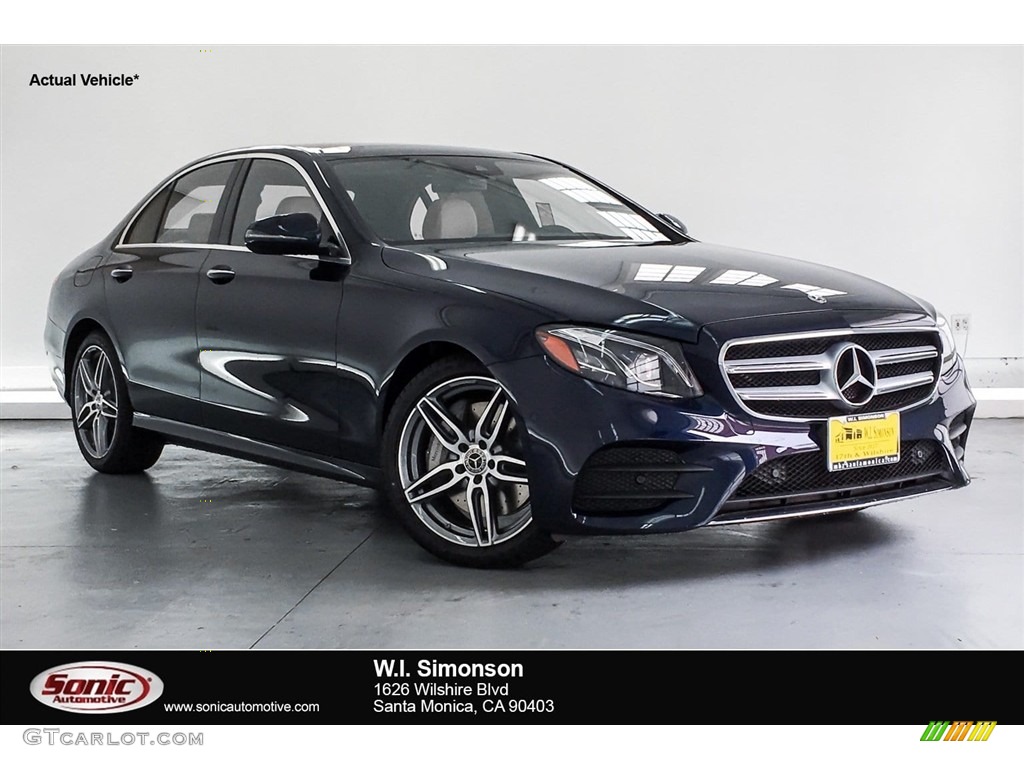 2018 E 300 Sedan - Lunar Blue Metallic / Macchiato Beige/Black photo #1