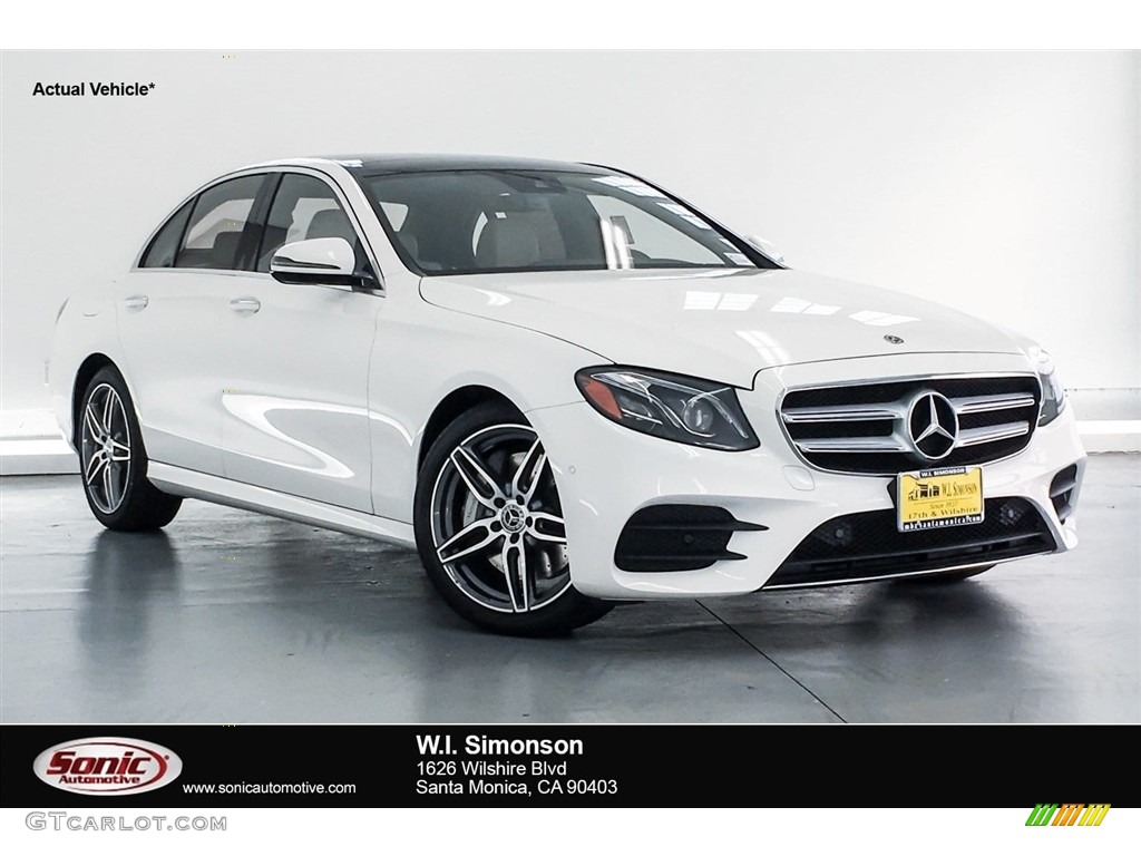 2018 E 300 Sedan - Polar White / Macchiato Beige/Black photo #1