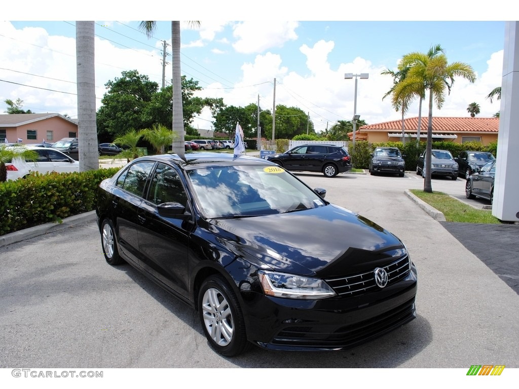 2018 Jetta S - Black / Black/Palladium Gray photo #1