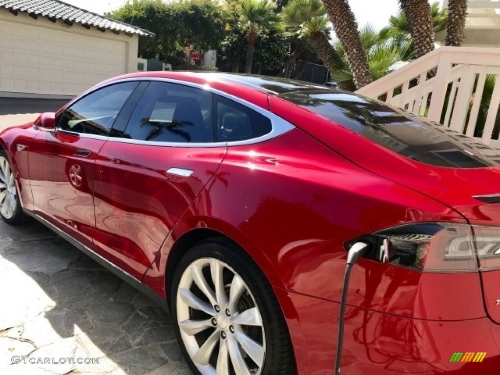 2013 Model S P85 Performance - Red Tesla Multi-Coat / Black photo #2