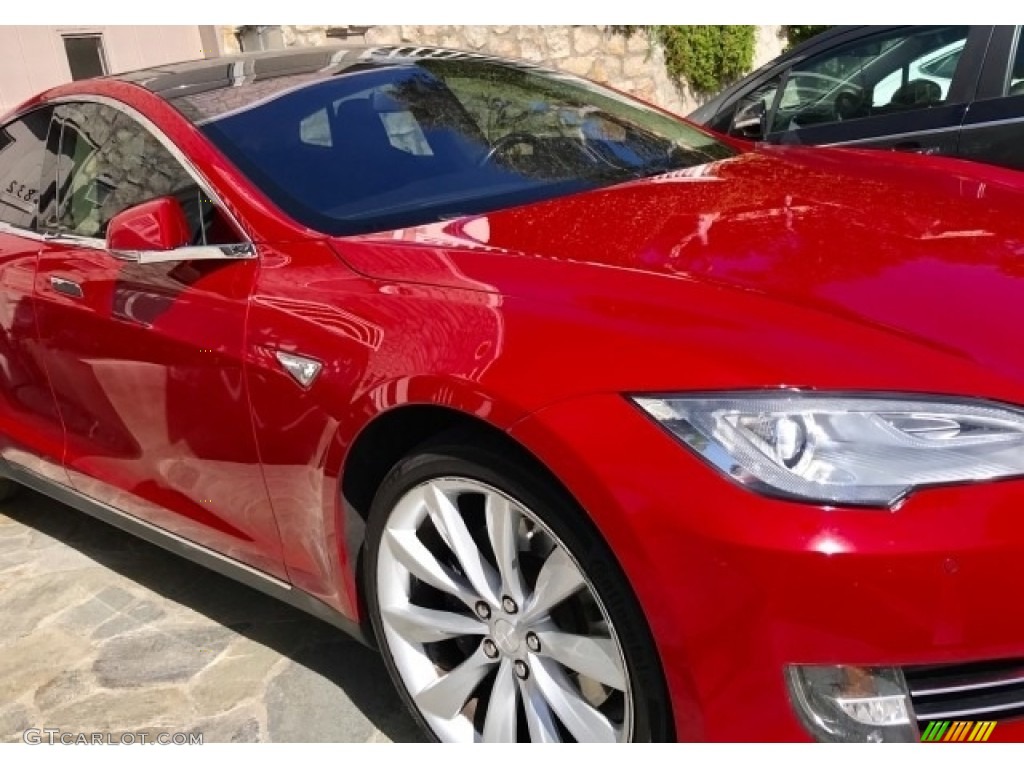2013 Model S P85 Performance - Red Tesla Multi-Coat / Black photo #3