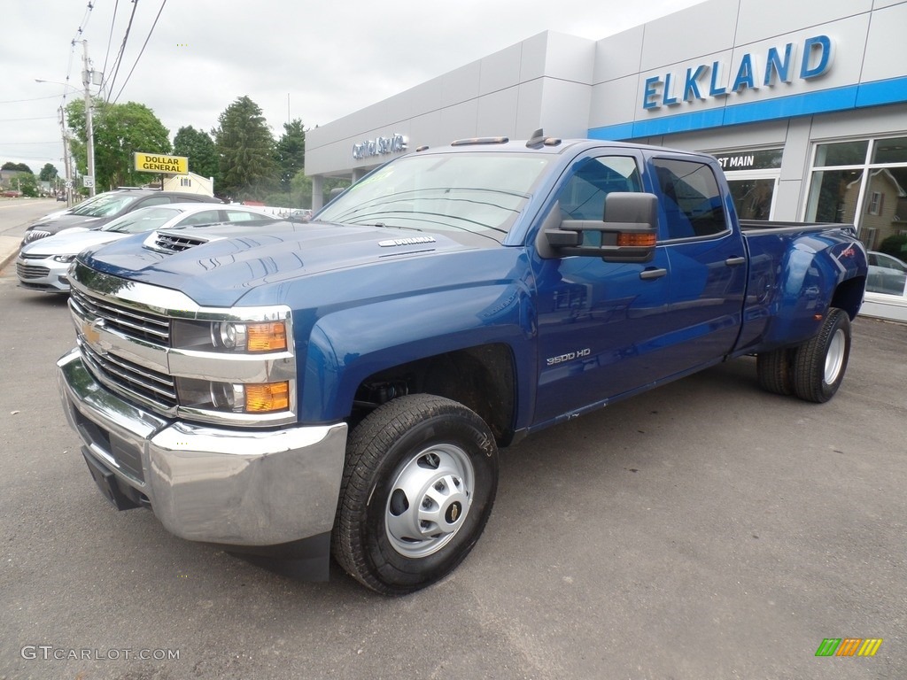2018 Silverado 3500HD Work Truck Crew Cab Dual Rear Wheel 4x4 - Deep Ocean Blue Metallic / Dark Ash/Jet Black photo #1