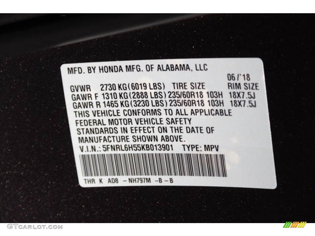 2019 Odyssey Color Code NH797M for Modern Steel Metallic Photo #127895964