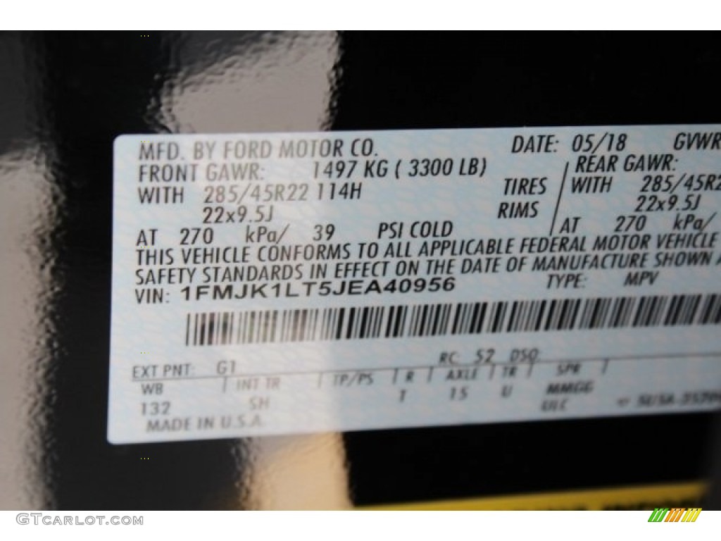 2018 Expedition Color Code G1 for Shadow Black Photo #127896300