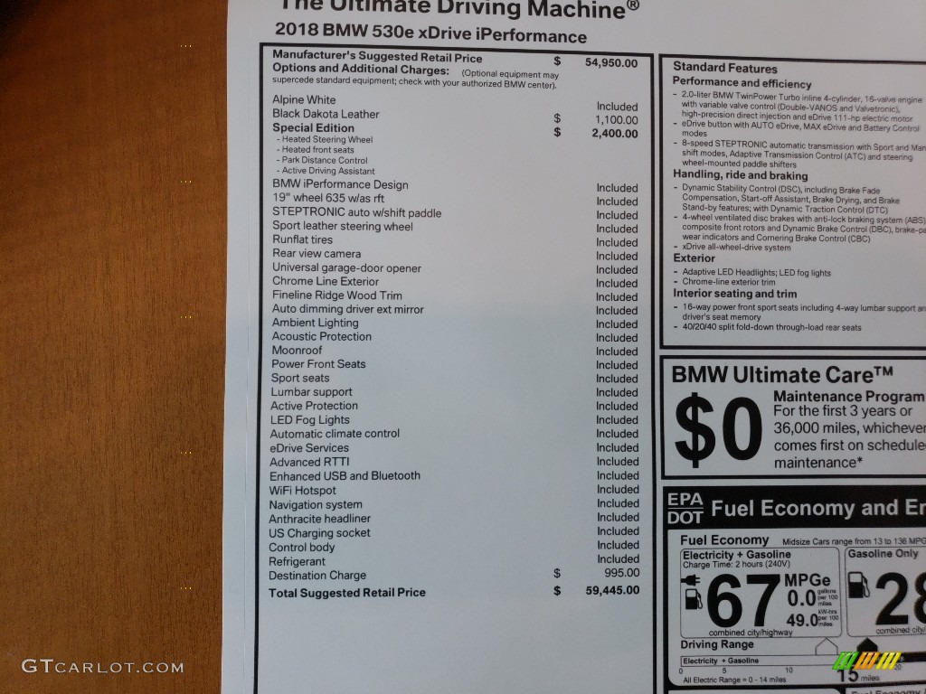 2018 5 Series 530e iPerfomance xDrive Sedan - Alpine White / Black photo #9