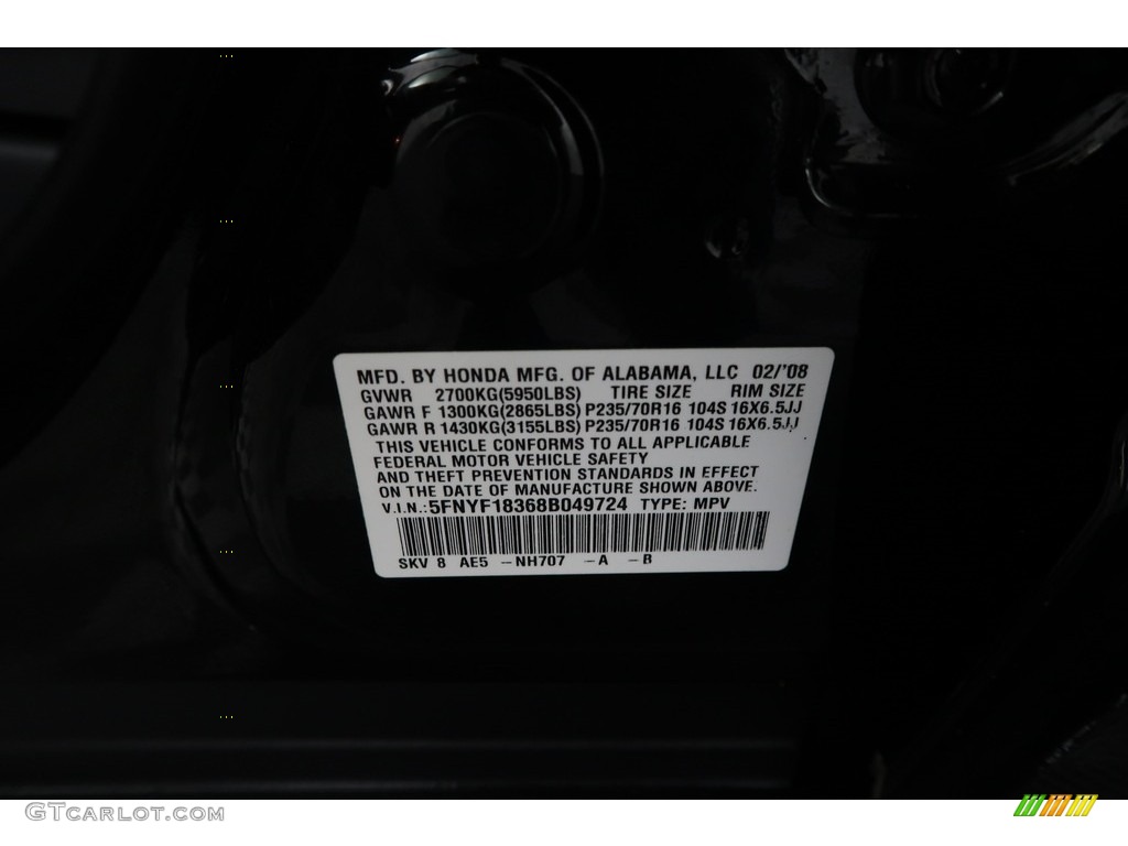2008 Pilot Special Edition 4WD - Formal Black / Gray photo #38