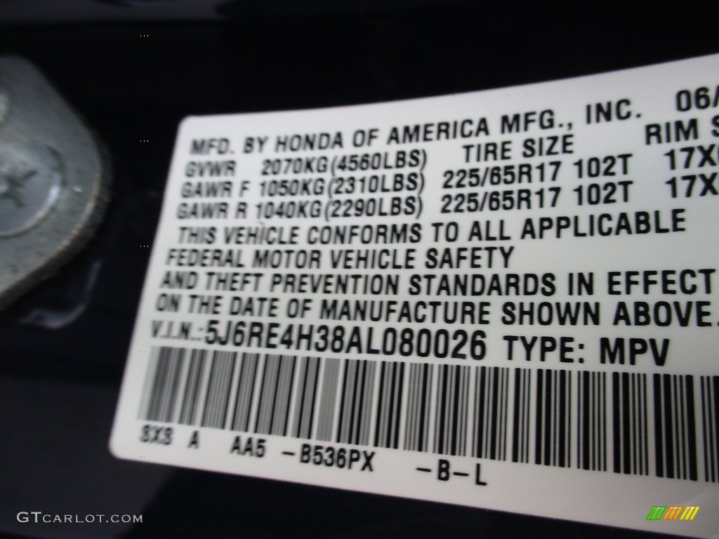 2010 CR-V LX AWD - Royal Blue Pearl / Gray photo #19