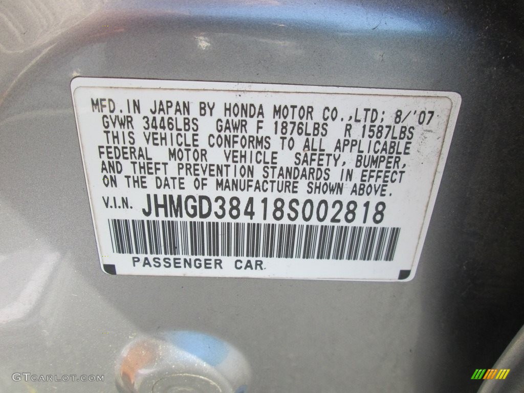 2008 Fit Hatchback - Storm Silver Metallic / Black/Grey photo #27