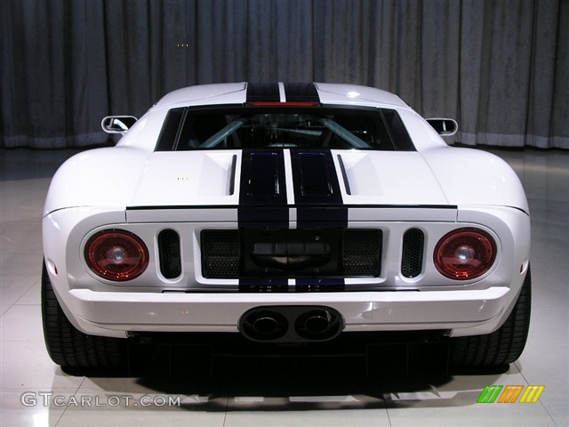 2006 Ford GT, Centennial White/Sonic Blue  / Ebony Black Leather, Rear 2006 Ford GT Standard GT Model Parts