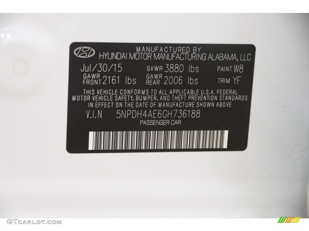2016 Elantra Value Edition - White / Beige photo #19