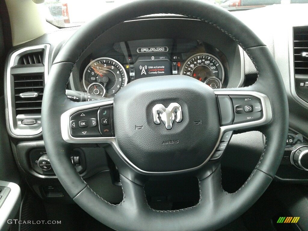 2019 Ram 1500 Big Horn Crew Cab Black/Diesel Gray Steering Wheel Photo #127959275