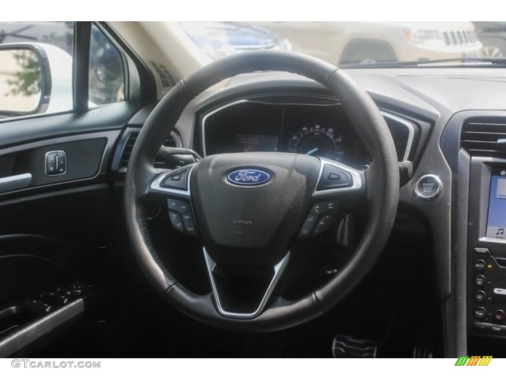 2018 Ford Fusion Titanium AWD Ebony Steering Wheel Photo #127960664